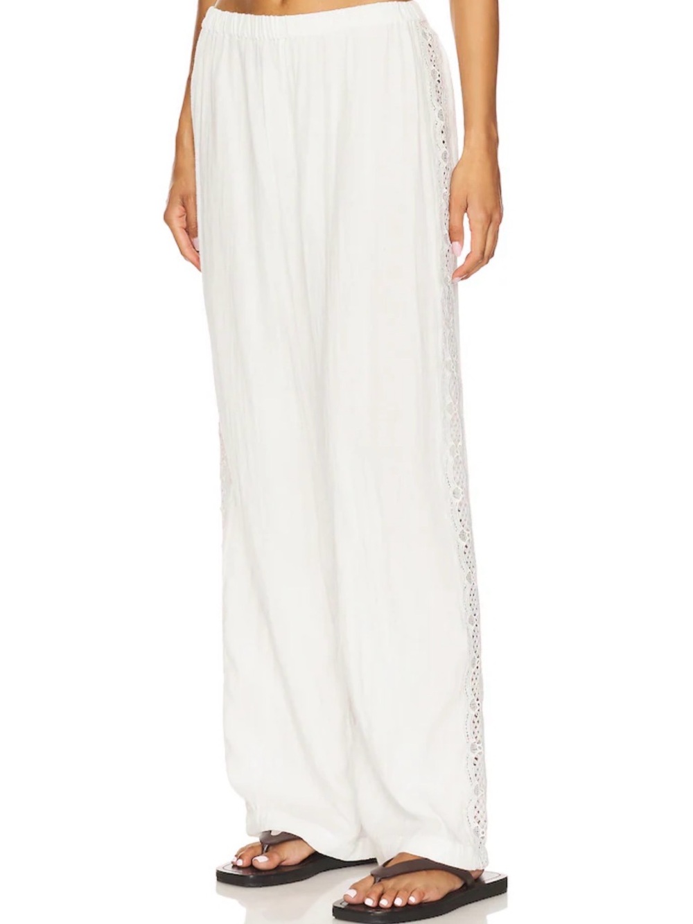 Cami NYC White Wide-Leg Pants with Crochet Side Trim